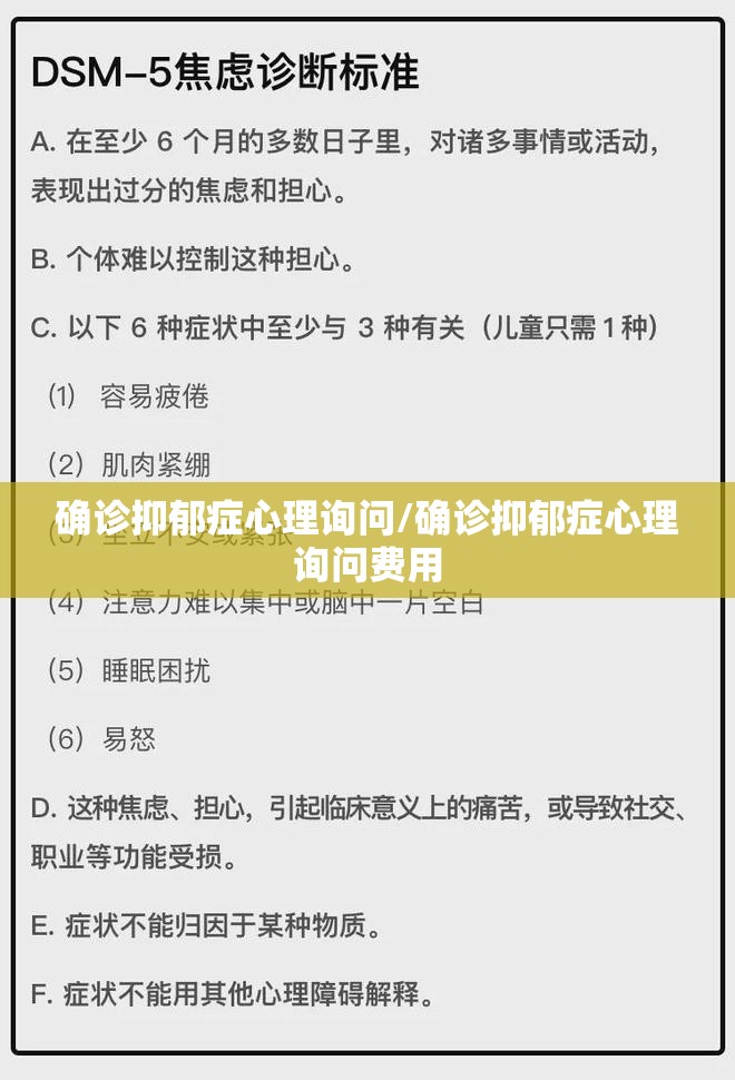 确诊抑郁症心理询问/确诊抑郁症心理询问费用