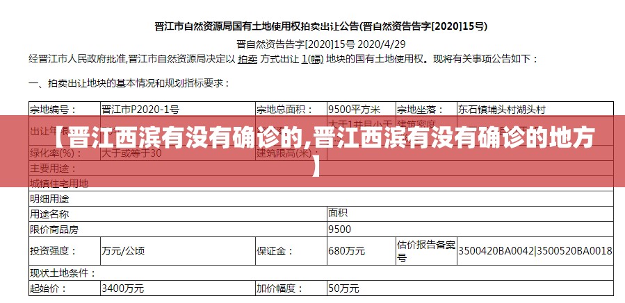 【晋江西滨有没有确诊的,晋江西滨有没有确诊的地方】