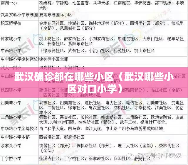 武汉确诊都在哪些小区(武汉哪些小区对口小学) 武汉确诊都在哪些小区(武汉哪些小区对口小学)