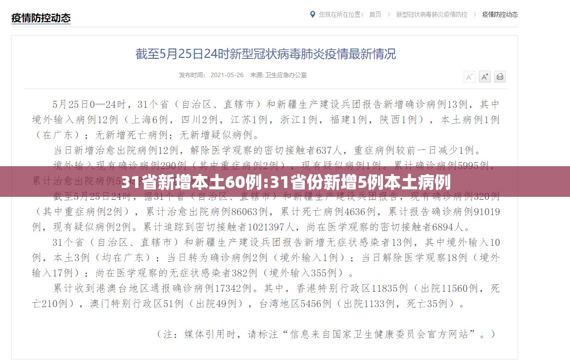 31省新增本土60例:31省份新增5例本土病例 31省新增本土60例:31省份新增5例本土病例