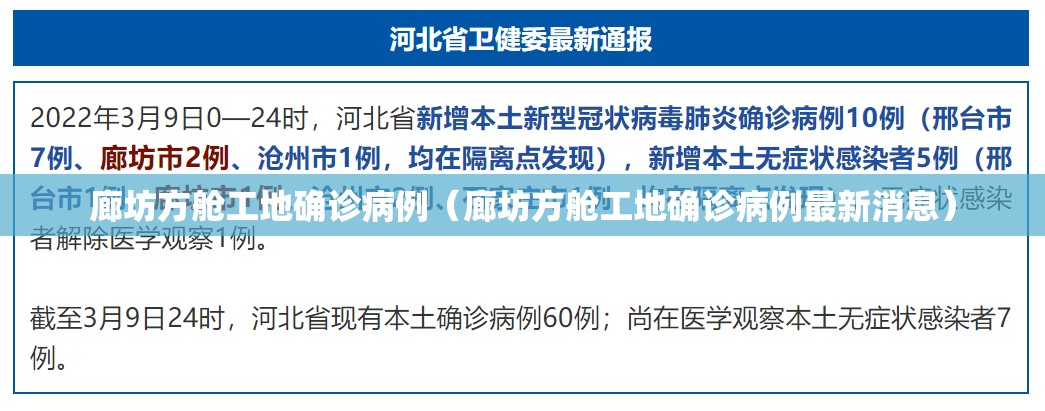 廊坊方舱工地确诊病例(廊坊方舱工地确诊病例最新消息) 廊坊方舱工地确诊病例(廊坊方舱工地确诊病例最新消息)