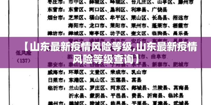 【山东最新疫情风险等级,山东最新疫情风险等级查询】